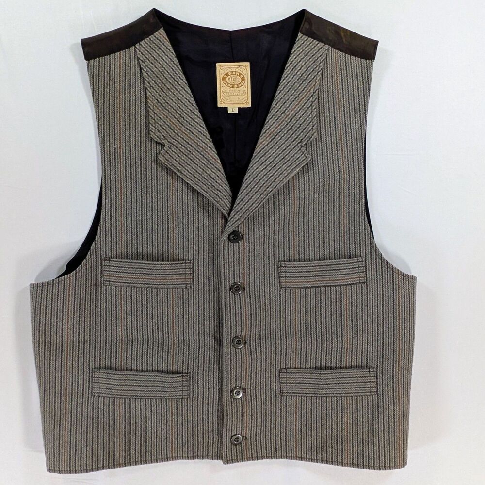 Wah Maker Western stripe gray, black, Brown Vest Men’s Large VTG flaws